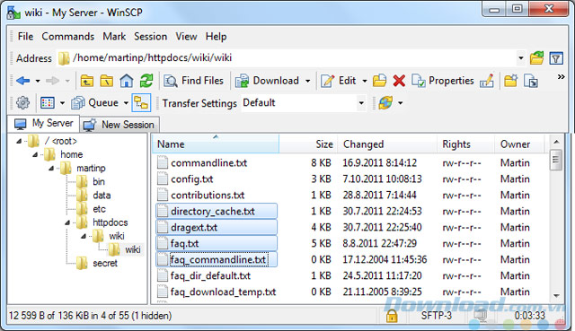 Giao diện của WinSCP