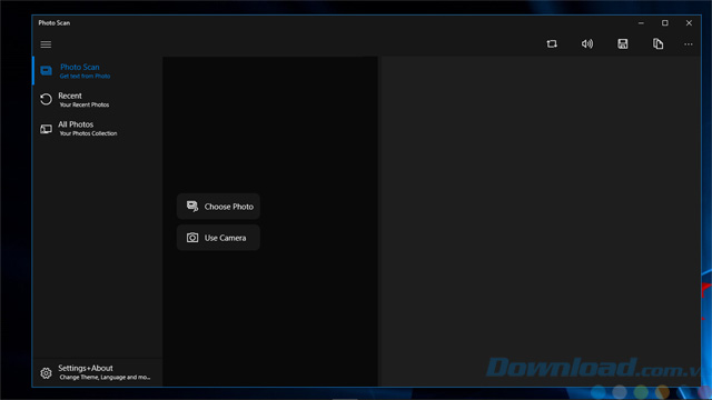 Giao diện của Photo Scan cho Windows 10