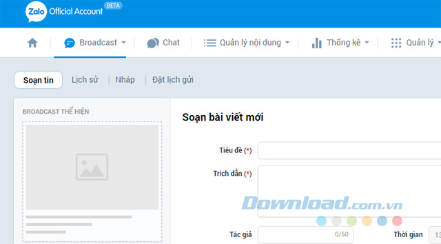 Tạo tin nhắn Broadcast dễ dàng