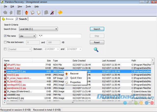Khôi phục file đã xóa