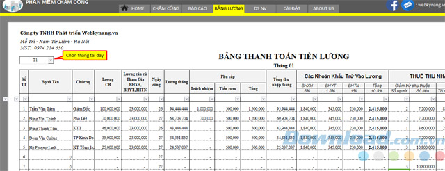 Bảng lương