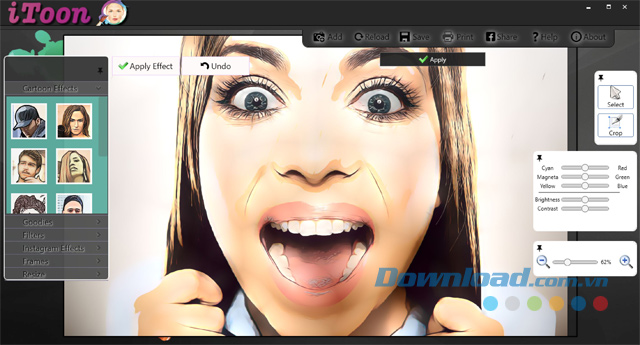 Áp dụng các hiệu ứng độc đáo cho bức ảnh bằng ứng dụng iToon cho máy tính