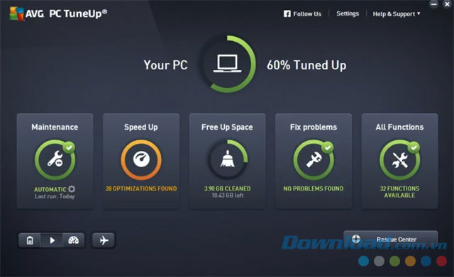 Giao diện mới của AVG PC TuneUp 2017