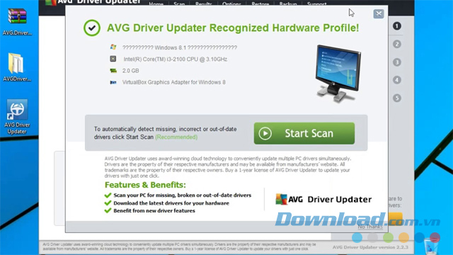 Nhận biết hồ sơ phần cứng bằng ứng dụng AVG Driver Updater cho máy tính