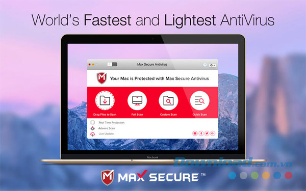 Max Secure Antivirus cho Mac phần mềm diệt virus gọn nhẹ
