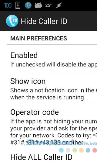 Tùy biến Hide Caller ID tùy ý