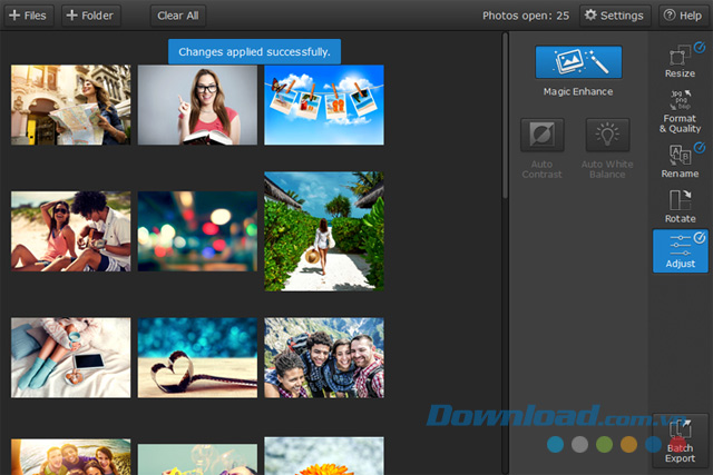 Giao diện chính của ứng dụng chỉnh sửa ảnh miễn phí Movavi Photo Batch cho máy tính