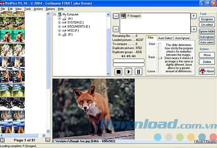Xóa ảnh trùng lặp VisiPics