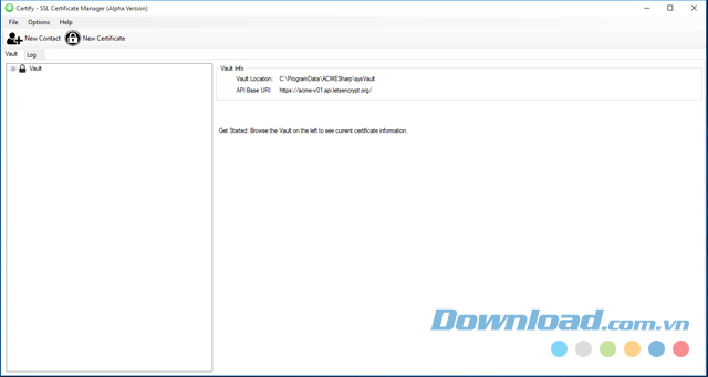 Giao diện chính của ứng dụng bảo mật Certify cho máy tính