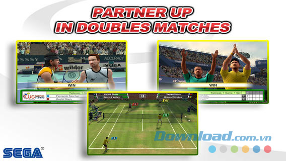 Thi đấu đồng đội trong game quần vợt  Virtua Tennis Challenge cho iOS