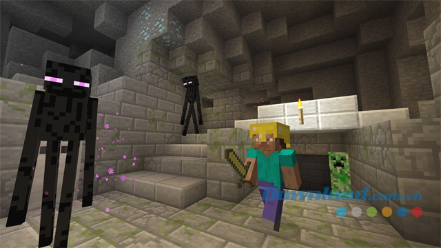 Chiến đấu với quái vật hung hãn trong game chiến thuật xây dựng Minecraft: Xbox One Edition