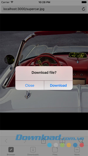 Nhấn download để tải file trên Browser and File Manager for Documents cho iOS
