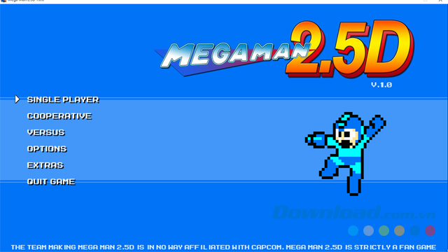 Main menu của game hành động miễn phí Mega Man 2.5D cho máy tính