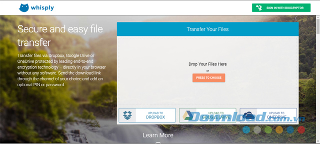 Giao diện chính của ứng dụng web Whisply