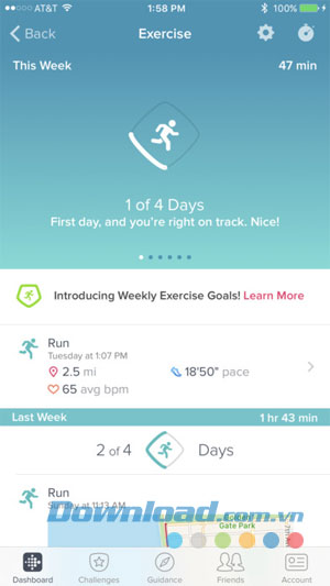 Fitbit cho iOS theo dõi tập luyện