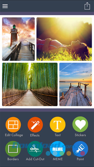Bộ công cụ chỉnh sửa ảnh trên piZap cho iOS