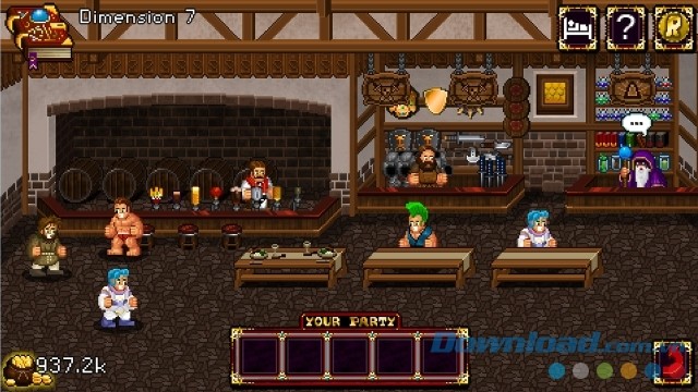 Các anh hùng có khả năng phi thường tụ hội tại quán rượu trong game nhập vai miễn phí Soda Dungeon cho máy tính