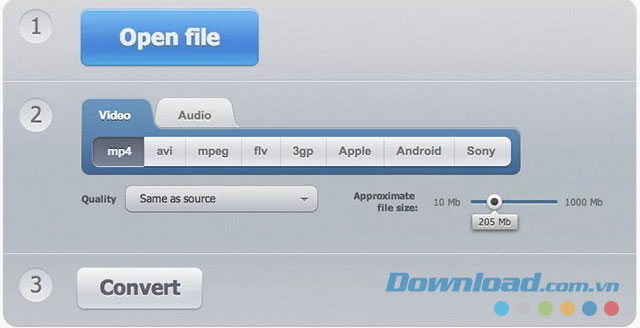 Giao diện chính trông dễ nhìn của ứng dụng web Video Converter miễn phí Giao diện chính trông dễ nhìn của ứng dụng web Video Converter miễn phí