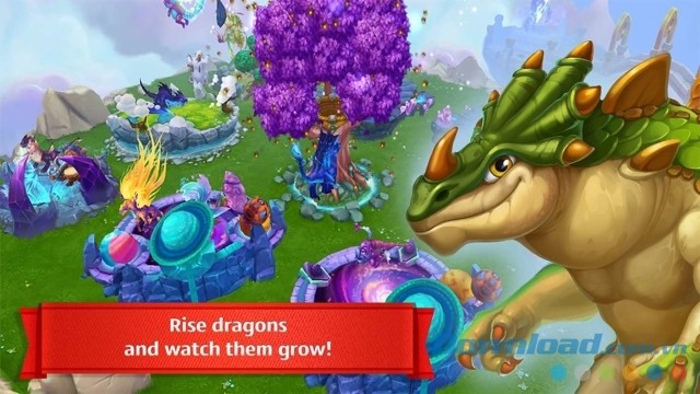 Nuôi dưỡng và chứng kiến quá trình trưởng thành của rồng trong game chiến thuật phiêu lưu miễn phí Dragons World cho máy tính và Windows 10 Mobile