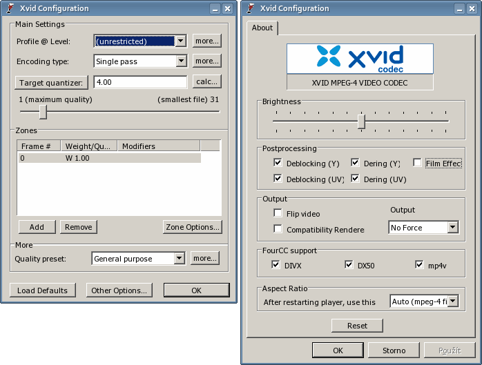 Cấu hình XviD Video Codec