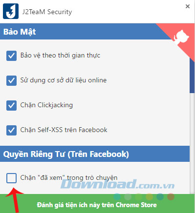 Chặn đã xem tin nhắn