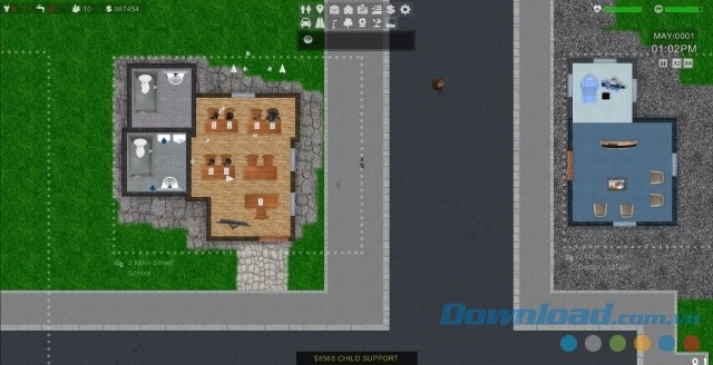 Dành tiền hỗ trợ trẻ em trong game xây dựng thành phố mới Custom Town cho máy tính