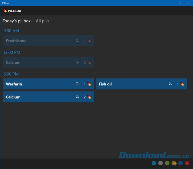 Hẹn giờ uống thuốc trong ngày bằng ứng dụng nhắc nhở Pillbox miễn phí cho máy tính và Windows 10 Mobile