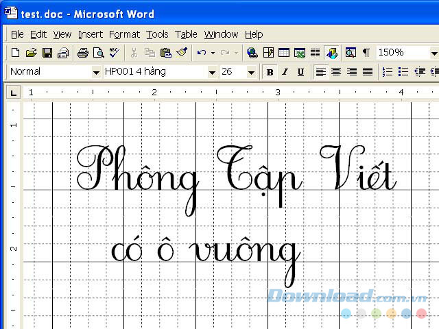 Font chữ tập viết Tiểu học