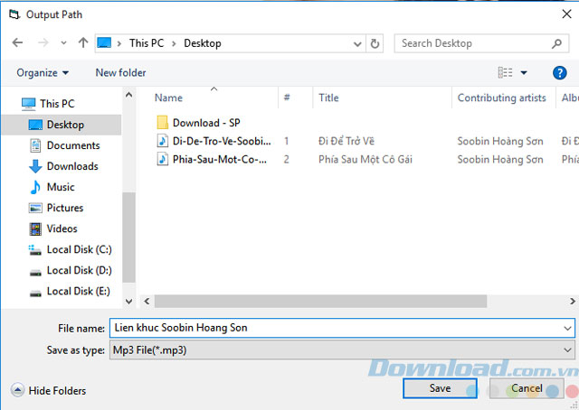 Lưu file MP3 mới