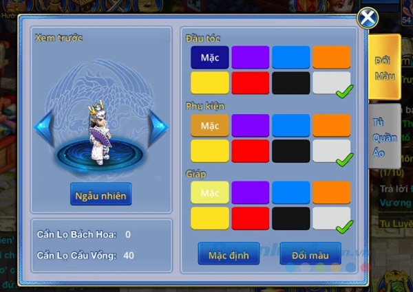 Đổi màu nhân vật