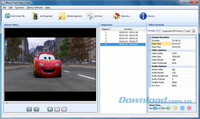 Giao diện phần mềm Weeny Free Video Cutter Giao diện phần mềm Weeny Free Video Cutter