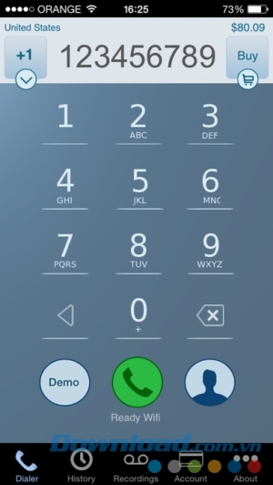Quay số gọi điện trên Call Recorder - IntCall cho iOS