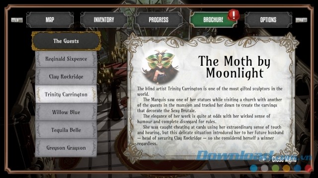 Xem thông tin về các vị khách trong game phiêu lưu mới The Sexy Brutale cho máy tính