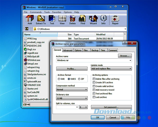 Giao diện WinRAR mới nhất