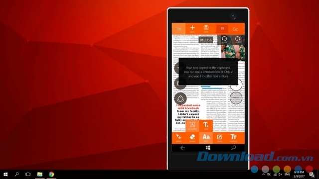 Sao chép và dán văn bản bằng ứng dụng văn phòng PDF Assistant PRO cho Windows Phone và máy tính