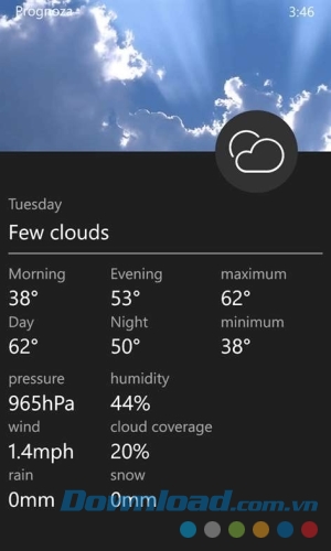 Prognoza cho Windows Phone có thông tin về sức gió