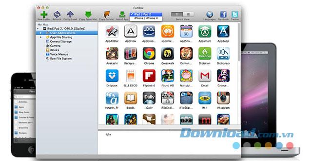 Giao diện chính của ứng dụng iFunBox cho Mac