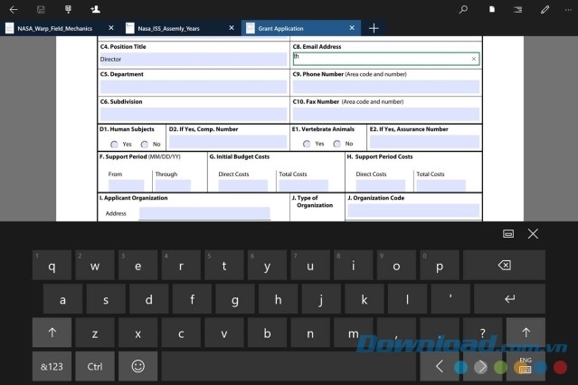 Sử dụng bàn phím của ứng dụng Xodo PDF Reader & Editor cho Windows Phone và máy tính