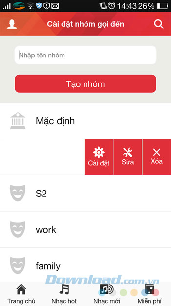 Cài đặt nhóm