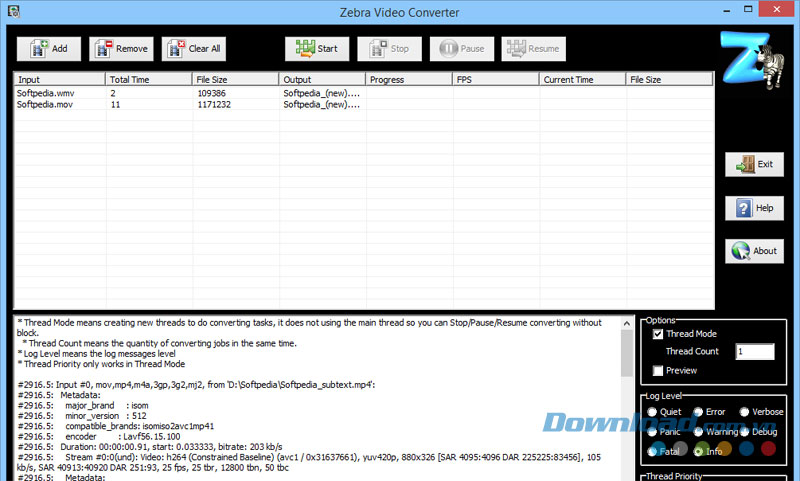 Giao diện chính của phần mềm chuyển đổi Zebra Total Video Converter cho máy tính