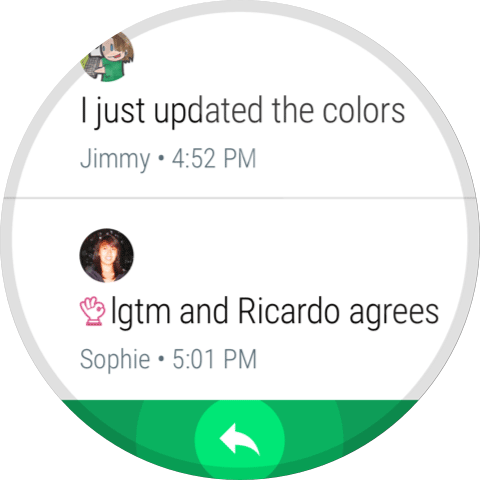 Giao diện Hangouts trên đồng hồ Android Wear