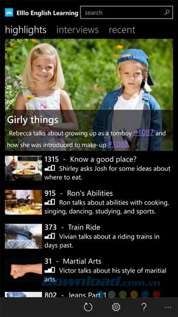 Giao diện chính Elllo English Learning