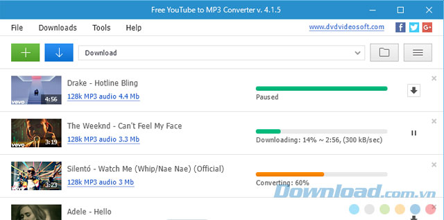 Giao diện Free YouTube to MP3 Converter