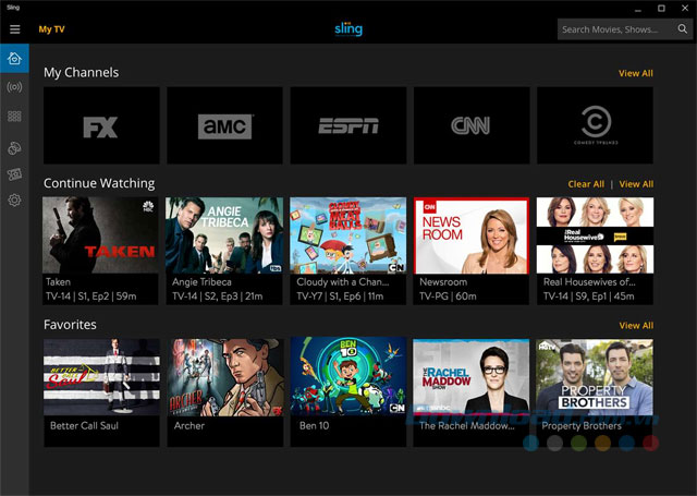 Giao diện Sling TV