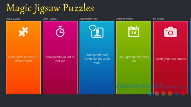 Thực đơn game Magic Jigsaw Puzzles 