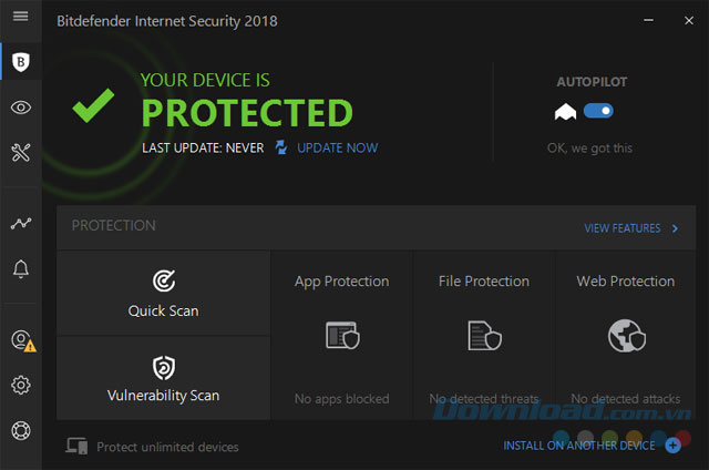 Giao diện BitDefender Internet Security 2018