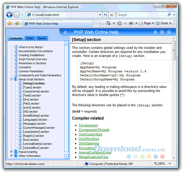 Giao diện phần mềm chm2web
