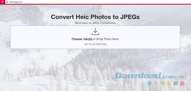Giao diện Convert Heic Photos to JPEGs