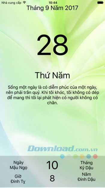 Giao diện Lịch Vạn Niên META