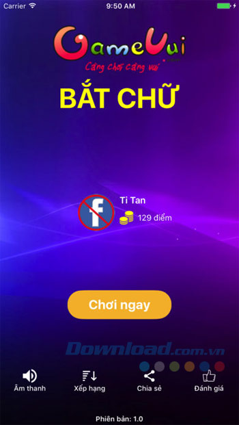 Chơi game Bắt chữ GameVui cho iOS